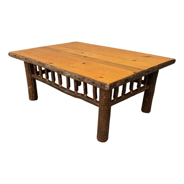 Original Old Hickory Branch Twig Wood Coffee Table Camp Lodge Rustic Style For Sale