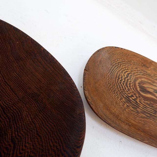 Wood 20th Century Hand-Carved Wooden Bowls, Set of 2 For Sale - Image 7 of 14