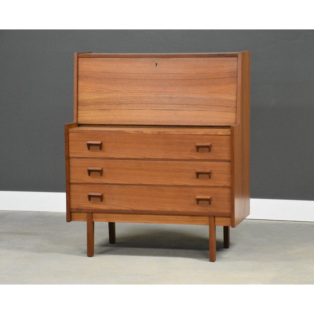 1960s 1960s Danish Modern Teak Secretary Desk For Sale - Image 5 of 10