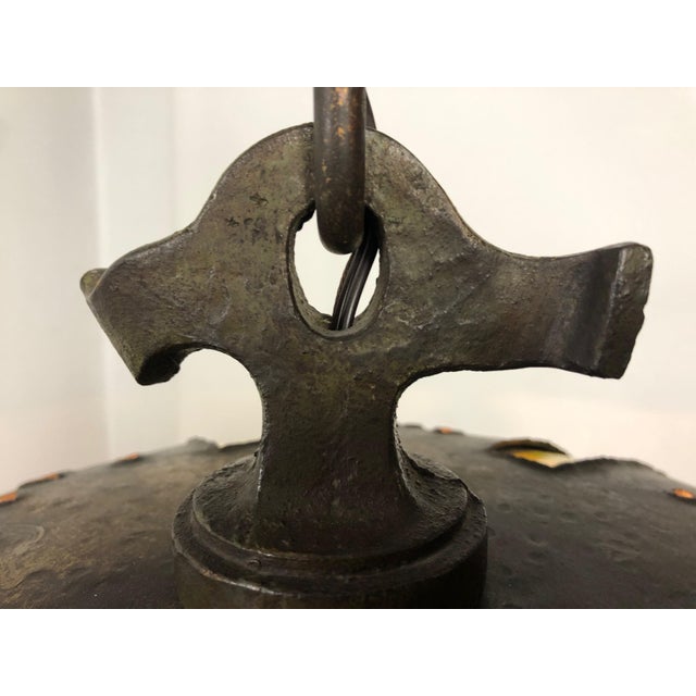 1904 Gothic Revival Arts & Crafts Hand-Wrought & Hammered Light Fixture For Sale - Image 4 of 9