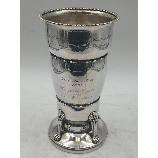 Metal Danish C. Heise Silver Hand Hammered Vase For Sale - Image 7 of 7