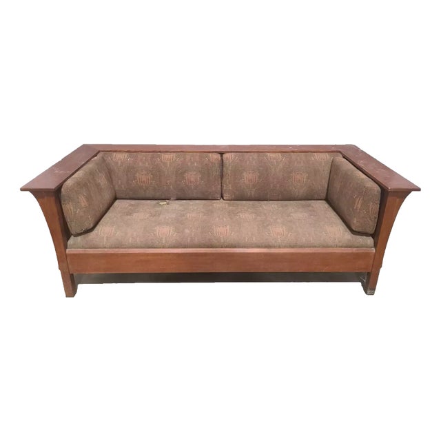 Late 20th Century Stickley Oak Mission Arts & Craft Prairie Sofa For Sale