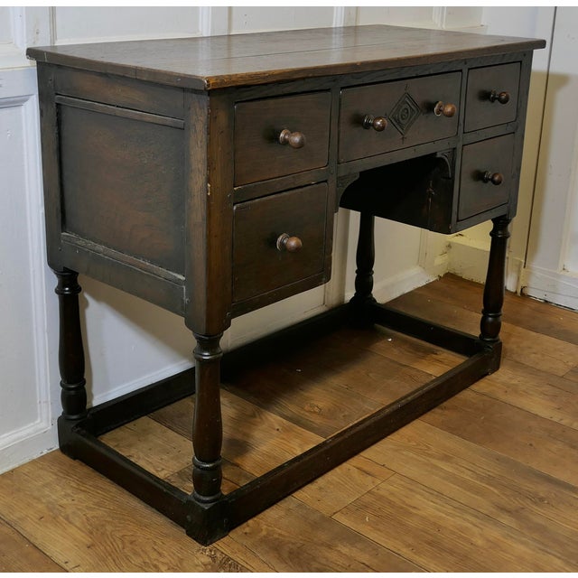 Late Victorian Oak Writing Table, 1890s For Sale - Image 4 of 7