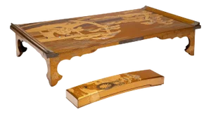 Japanese Meiji Gilt Lacquer Writing Desk & Poem Box - A Pair