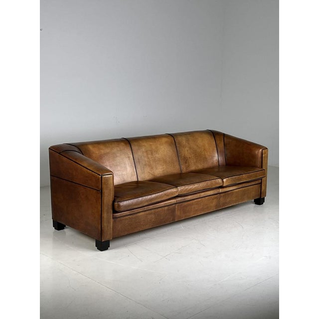 Dazzlingly beautiful sheep leather 3 seat sofa / sofa. Made by the Lounge Atelier brand. Beautiful beautiful in color with...