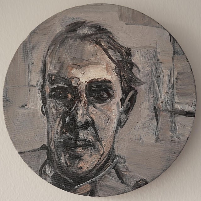 Late 20th Century Original Circle Portrait Painting For Sale - Image 4 of 11