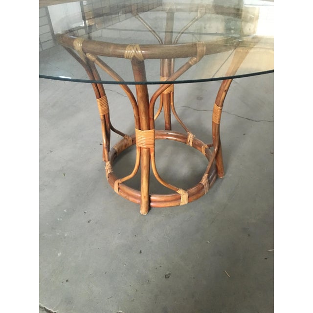 1970s Mid-Century Modern Italian Bamboo Table with Glass Top, 1970s For Sale - Image 5 of 11