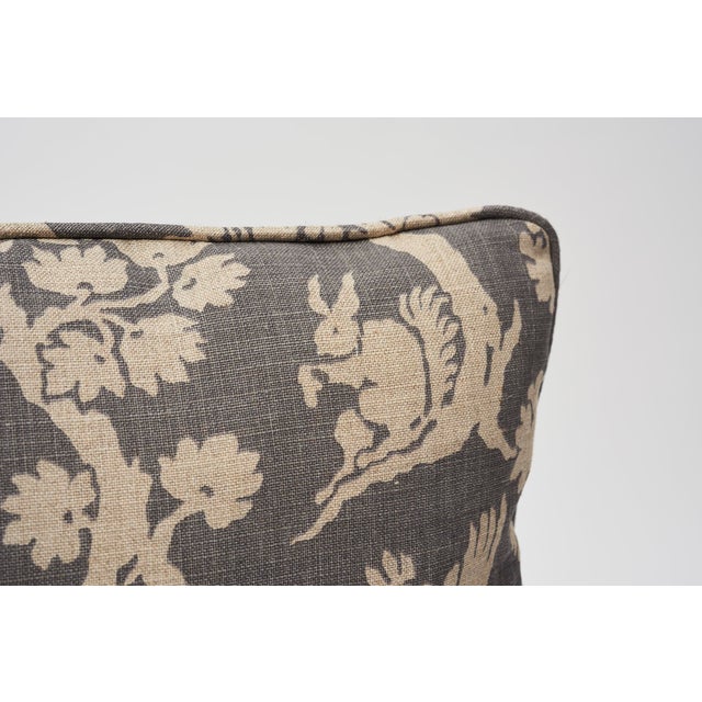 Contemporary Schumacher Woodland Silhouette Print Double-Sided Linen Pillow in Steel For Sale - Image 3 of 7
