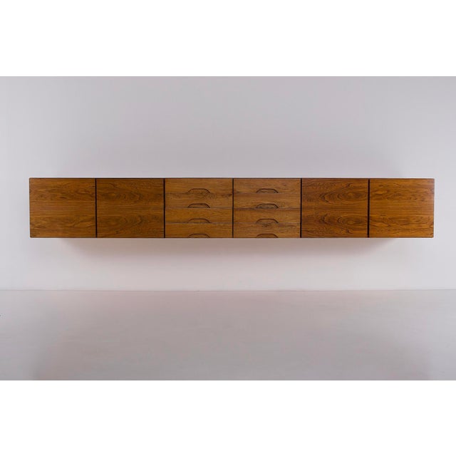 Wall-Mounted Hanging Sideboard in Rosewood, 1960s For Sale - Image 12 of 12