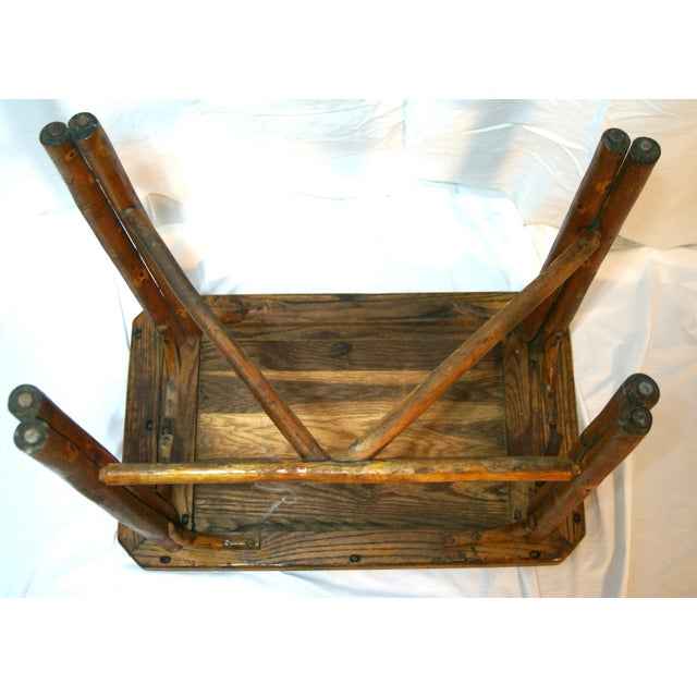 1940s Antique Old Hickory Adirondack Log & Oak Dining Table Extenders Signed 2 For Sale - Image 10 of 12