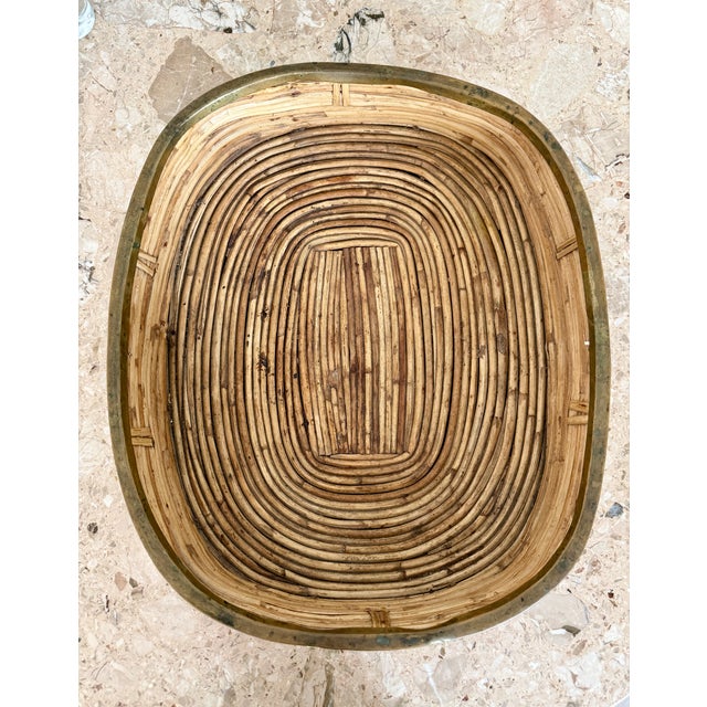 Split Reed Extra Large Italian Tray With Brass Trim, Hand Crafted, Bohemian For Sale - Image 15 of 16