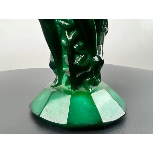 Gemstone Curt Schlevogt Art Deco Malachite Glass Vase, 1930's For Sale - Image 7 of 14
