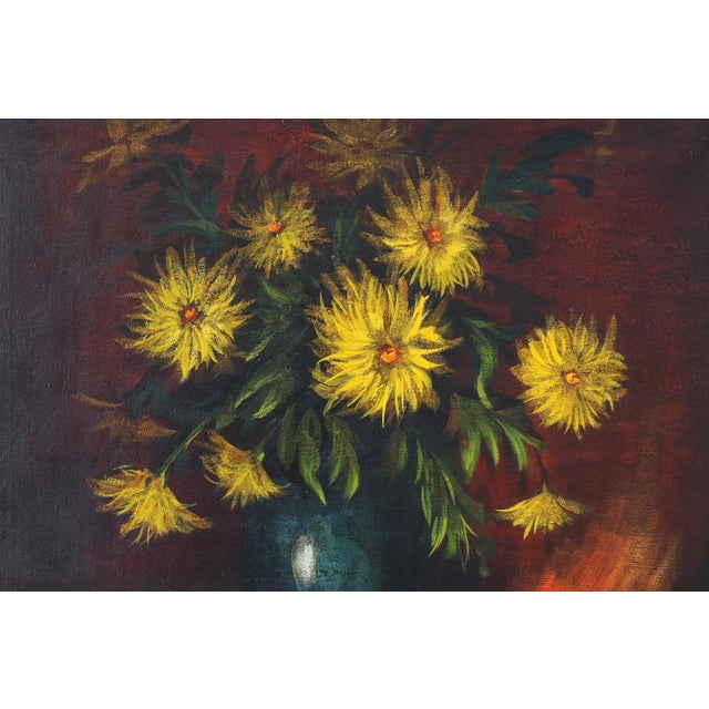 A. De Man, Still Life with Yellow Flowers, 1960, Oil Painting on Canvas, Framed For Sale - Image 3 of 11