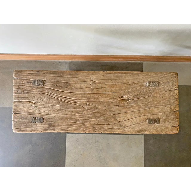 Chinese Antique Chinese Elm Wood Stool, Early 20th Century For Sale - Image 3 of 7