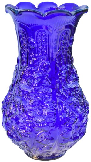 Cobalt Blue Glass Vase W/ Textured Motif