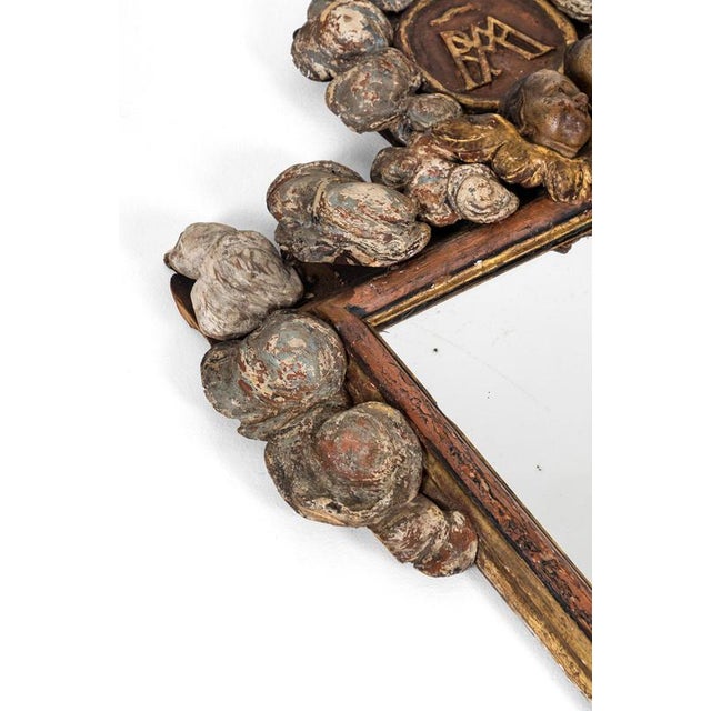 Brown Rococo Painted Mirror, 18th Century For Sale - Image 8 of 14