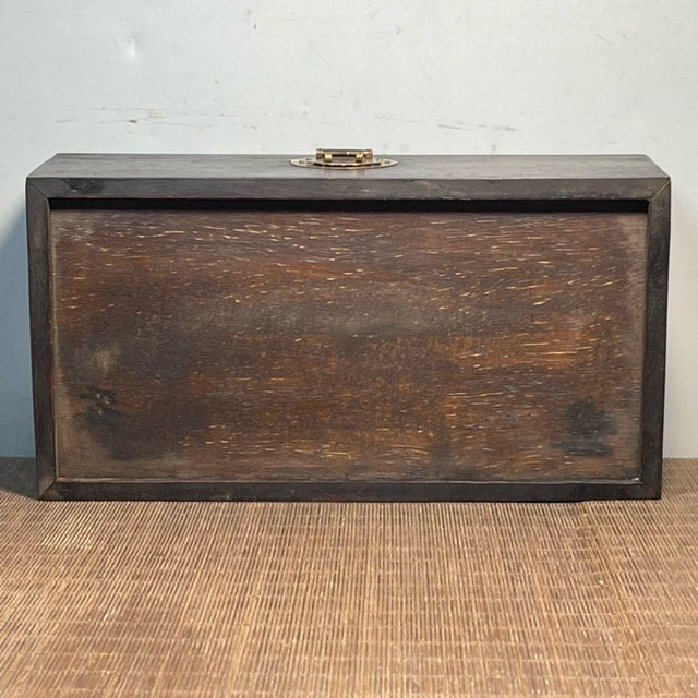 Brown Blackwood Rectangular Storage Box, Mother of Pearl Bird, Peony & Butterfly Inlay, Chinoiserie Keepsake Box For Sale - Image 8 of 9