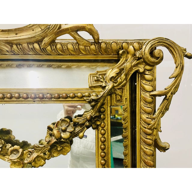 Mid 19th Century 19Th Century Louis XVI Style, Console, Wall Mirror, Gilt Wood, For Sale - Image 5 of 13