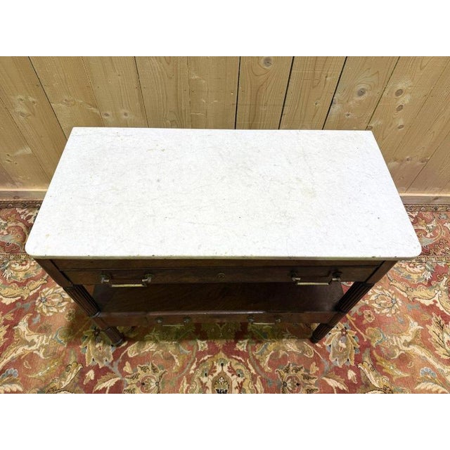 Louis XVI Style Mahogany and Marble Side Table For Sale - Image 5 of 8