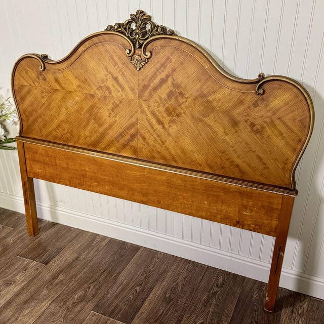 Wood Vintage Ca. 1930s French Provincial Full-Size Headboard For Sale - Image 7 of 7