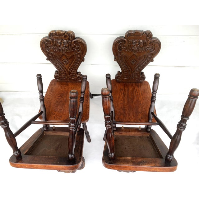 Neo-Renaissance Style Beech Chairs with Carved Backrests, 1950s, Set of 4 For Sale - Image 13 of 18