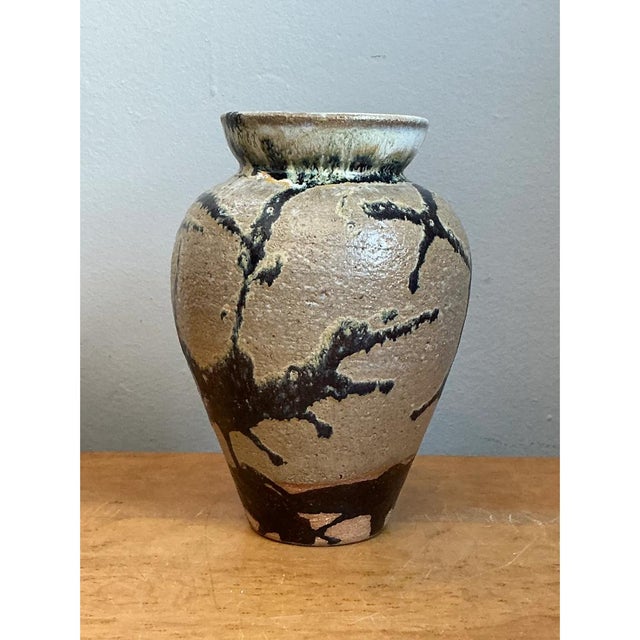 Vintage Abstract Glazed Ceramic Vase For Sale In West Palm - Image 6 of 12
