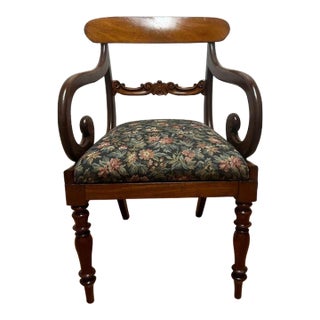 Early 20th Century Antique Mahogany Upholstered Armchair For Sale