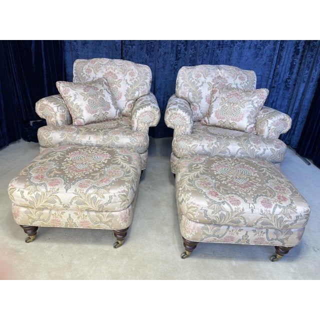 A Pair of Lillian August Lounge Chairs With Pair of Ottomans For Sale - Image 15 of 16