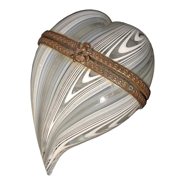Murano Venetian Latticino Heart Shaped Box For Sale