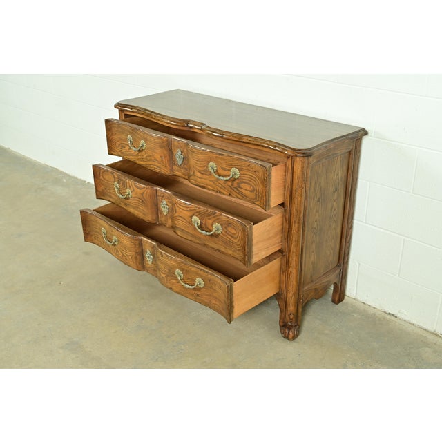 Baker Furniture French Provincial Louis XV Carved Oak Dresser or Chest of Drawers For Sale In South Bend - Image 6 of 16