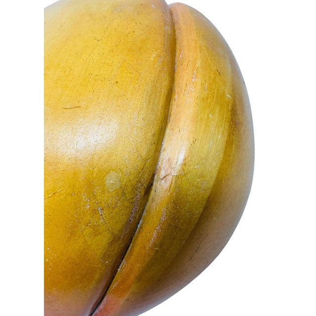 Peach Colossal 10.5" Vintage 1970s Hand-Carved Wood Peach Sculpture - Costa Rica For Sale - Image 8 of 10