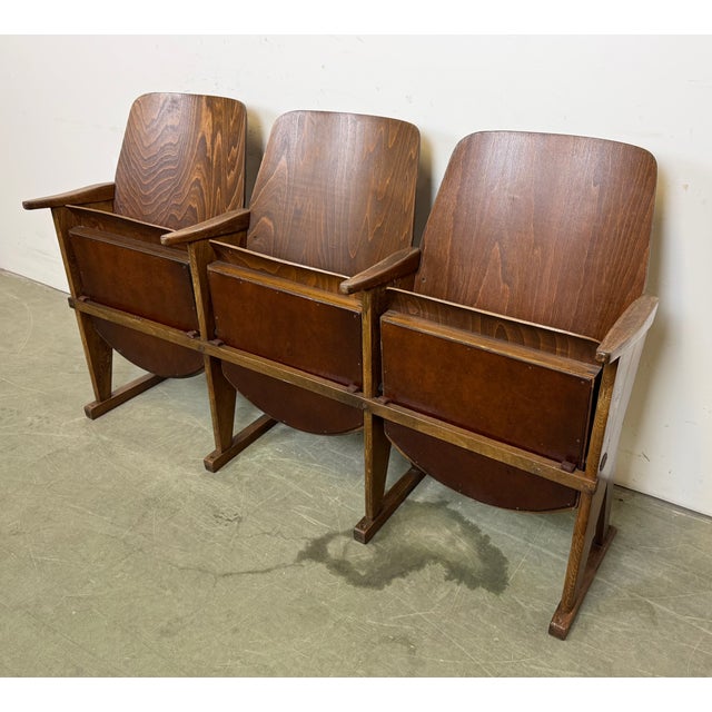 Mid-Century Modern Vintage 3-Seat Cinema Theatre Bench from Ton, 1960s For Sale - Image 3 of 16