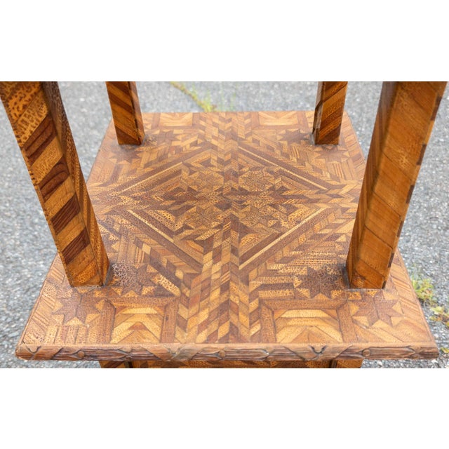 Early 20th Century 19th or 20th Century American Folk Art Marquetry Etagere Table Stand For Sale - Image 5 of 16