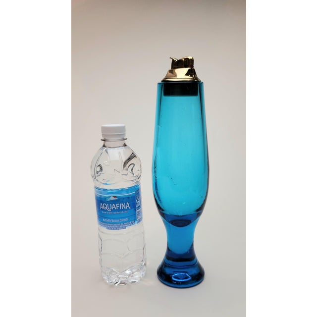 Blue Mid Century Blenko Art Glass Lighter For Sale - Image 8 of 16