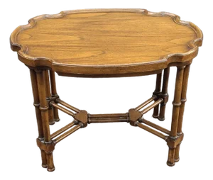 Mid 20th Century Brandt Regency Style Fruitwood Faux Bamboo Side Table