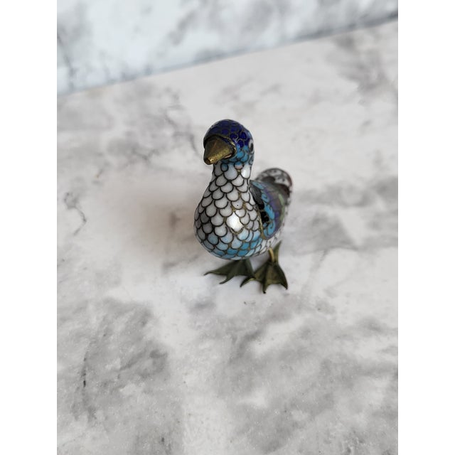1960s Vintage Chinese Cloisonné Enameled Brass Duck For Sale - Image 5 of 8