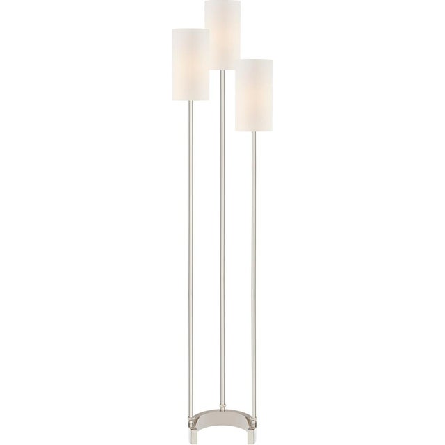 Modern Suzanne Kasler for Visual Comfort Signature Aimee Floor Lamp in Polished Nickel with Linen Shades For Sale - Image 3 of 4