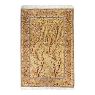 Extremely Fine Persian Isfahan Wool and Silk Rug 5'1'' X 7'7'' For Sale