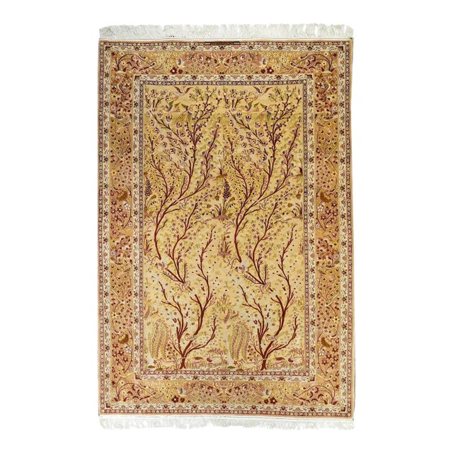 Extremely Fine Persian Isfahan Wool and Silk Rug 5'1'' X 7'7'' For Sale