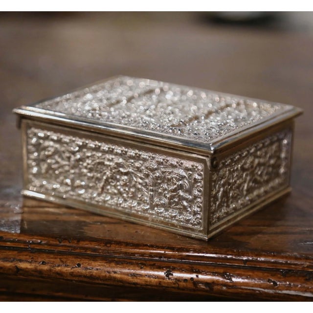 Silver 19th Century French Napoleon III Silver-Plated Copper Jewelry Box For Sale - Image 8 of 11