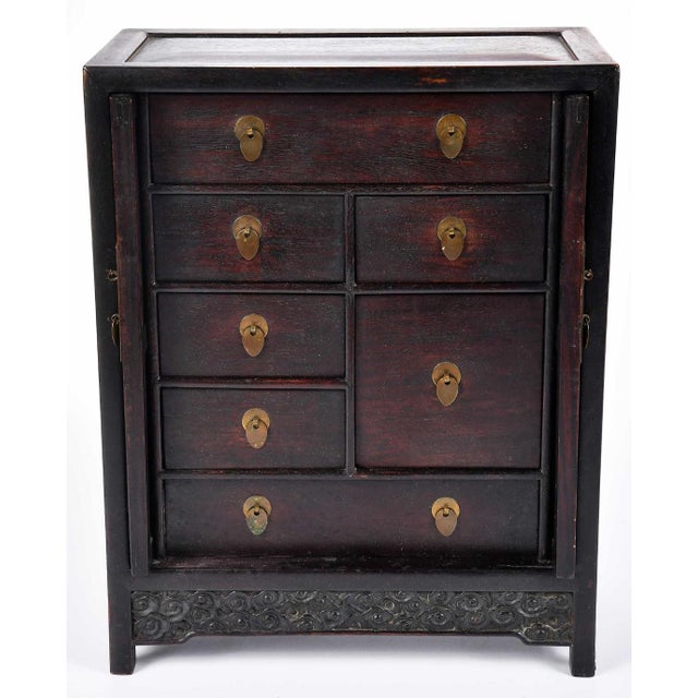Chinese Mid 20th Century Chinese Hardwood Carved Valuables Cabinet For Sale - Image 3 of 9