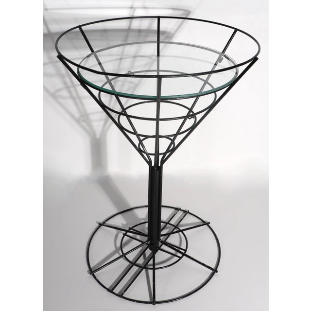 Black Mid Century Wrought Iron Martini Glass Table For Sale - Image 8 of 8