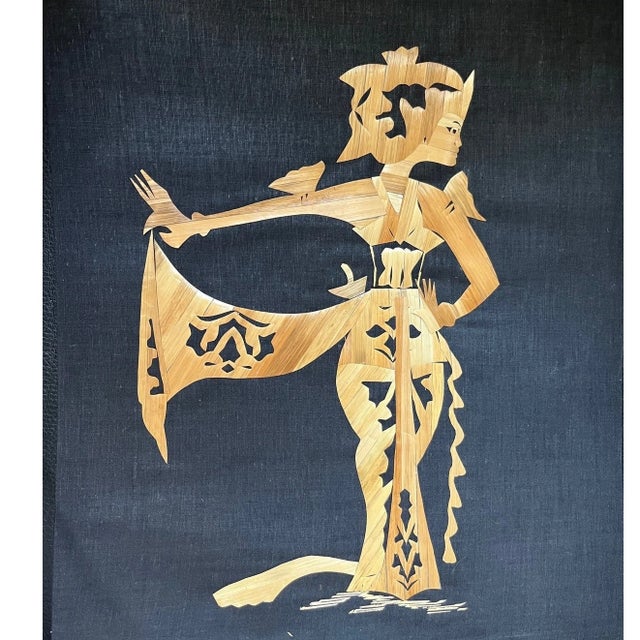 Mid 20th Century Vintage Indonesian Wheat Straw Art Panels - Mid Century Balinese Folk Art 15" - Set of 10 For Sale - Image 5 of 11