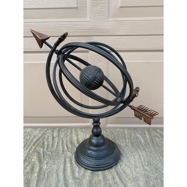 Vintage Iron Armillary Sphere Sundial Garden Ornament, English Estate Outdoor Decor For Sale - Image 9 of 10