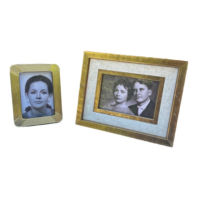 Pair of Vintage Picture Frames with Photos For Sale