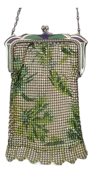 Whiting & Davis Mesh Purse Enamel Frame - Art Deco Flapper Era