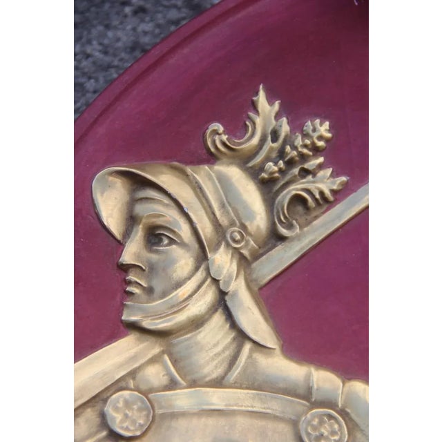 Gold & Red Warrior Ceramic Plate, 1960s For Sale - Image 10 of 13