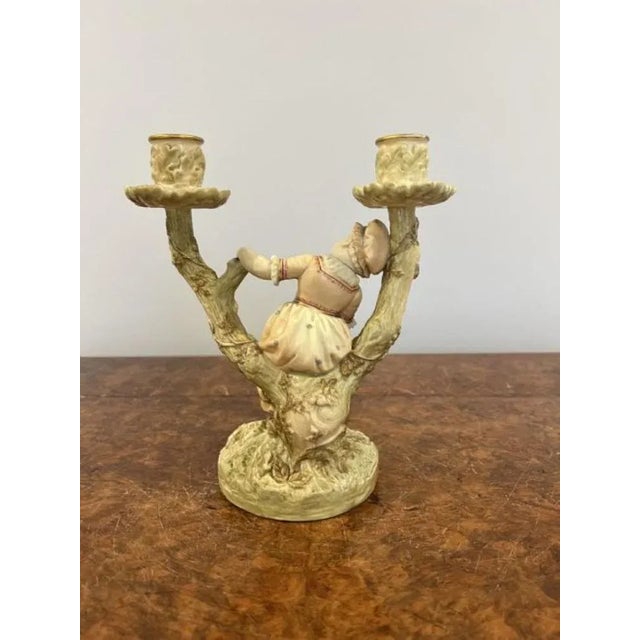 Yellow Hadley Candlesticks from Royal Worcester, 1920s, Set of 2 For Sale - Image 8 of 9