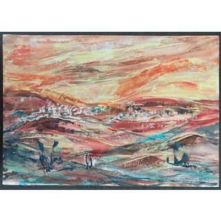 Zvi Adler, Hungarian Israeli Large Landscape Painting of Judean Hills, Jerusalem, Israel For Sale
