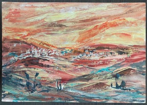 Zvi Adler, Hungarian Israeli Large Landscape Painting of Judean Hills, Jerusalem, Israel